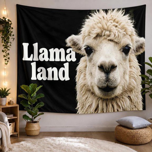 XaaKee Tapestry For Bedroom, Llama Land Fluffy Llama, High-Quality Polyester Wall Tapestry, 60x40Inch