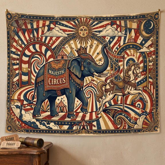 XaaKee, Tapestry Wall Hanging, Animal Carnival Parade Decorative Artwork, High-Quality Polyester Bedroom Tapestry, 60x40Inch