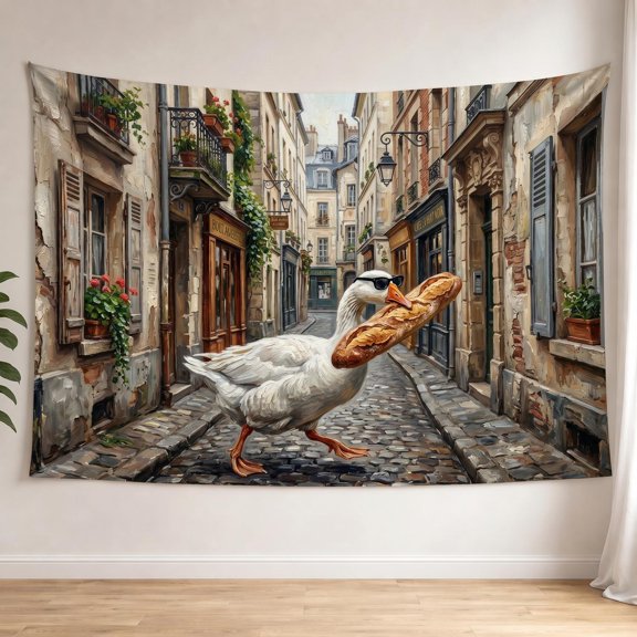 XaaKee, Tapestry Wall Hanging, Bakery Getaway Goose Design, High-Quality Polyester Large Tapestry, 60x40Inch