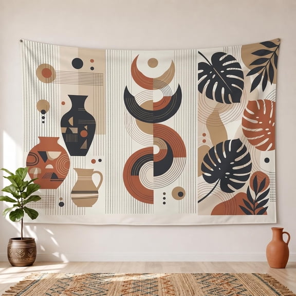 XaaKee Tapestry Wall Hanging, Boho Jar Study II Bohemian Abstract Mural, High-Quality Polyester Bedroom Tapestry 60x40Inch
