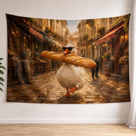 XaaKee, Tapestry Wall Hanging, Carb Thief Duck Sunlit Street Design, High-Quality Polyester Large Tapestry, 60x40Inch
