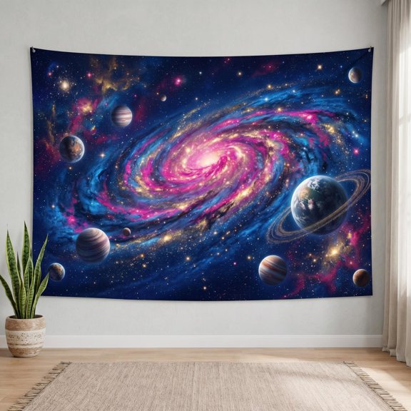 XaaKee Tapestry Wall Hanging, Cosmic Cosmos Light Spiral Galaxy Deep Space, High-Quality Polyester Large Tapestry, 60x40Inch