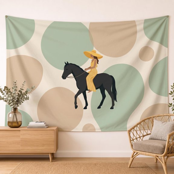 XaaKee Tapestry Wall Hanging, Equestrian Minimal Moss Tapestry, High-Quality Polyester Bedroom Tapestry, 60x40Inch