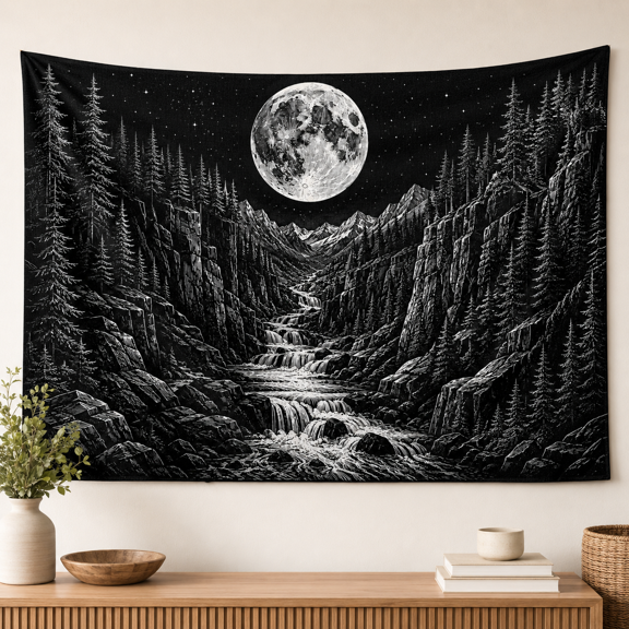 XaaKee Tapestry Wall Hanging, Lunar Alpine Ravine Nature Landscape, High-Quality Polyester Wall Tapestry, 60x40Inch