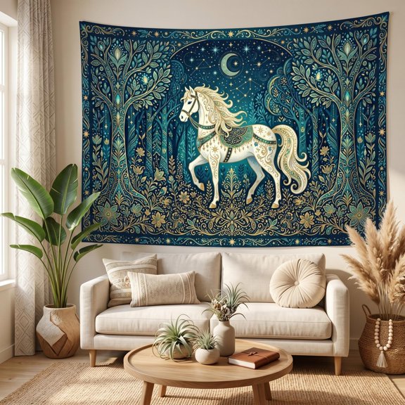 XaaKee Tapestry Wall Hanging, Mystical Sapphire Steed Tapestry For Bedroom, High-Quality Polyester Large Tapestry For Living Room, 60x40Inch