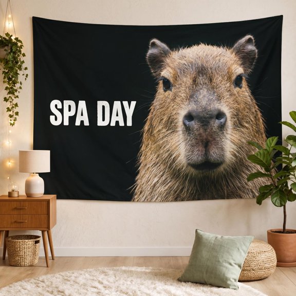 XaaKee Tapestry Wall Hanging, Spa Day Chill Capybara, High-Quality Polyester Tapestry For Bedroom, 60x40Inch