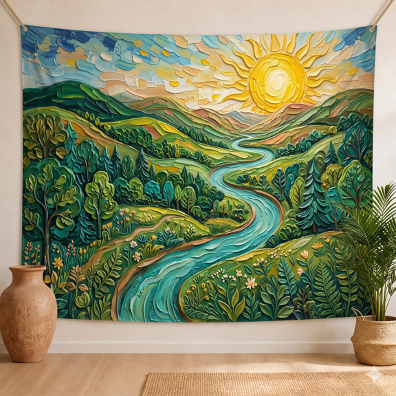 XaaKee Tapestry Wall Hanging Verdant Crest Tapestry High-Quality Polyester Room Tapestry 60x40Inch