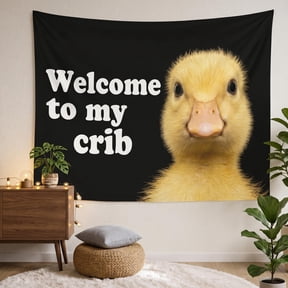 XaaKee Tapestry Wall Hanging Welcome Crib Duckling Farm Animals High-Quality Polyester Large Tapestry 60x40Inch