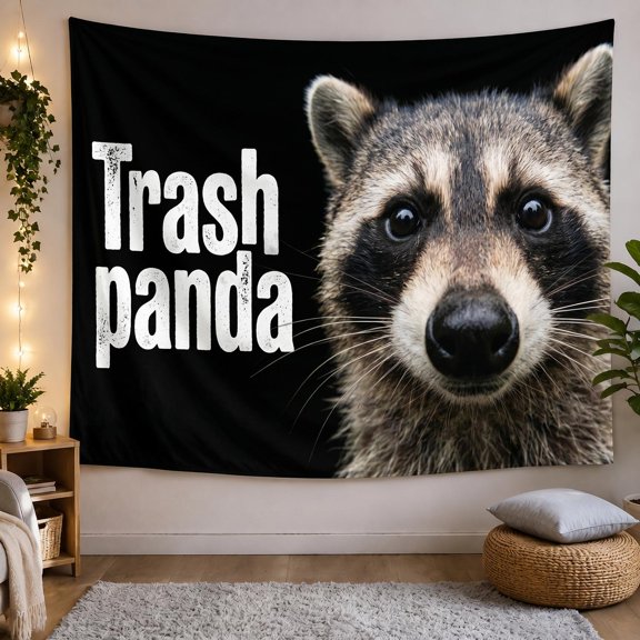 XaaKee, Trash Panda Tapestry Wall Hanging, Curious Raccoon Bedroom Tapestry, High-Quality Polyester Large Wall Tapestry, 60x40Inch