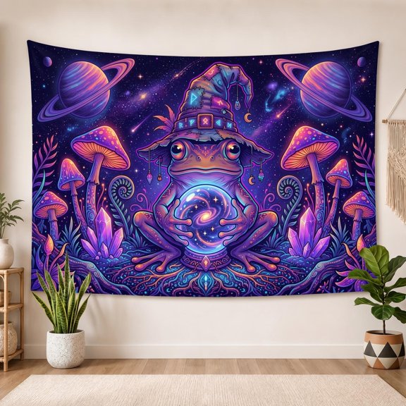 XaaKee Wall Tapestry, Astral Forest Guardian Toad Wizard, High-Quality Polyester Tapestry For Bedroom, 60x40Inch