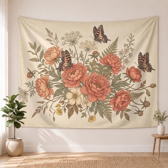 XaaKee Wall Tapestry Classic Beige Botany High-Quality Polyester Bedroom Tapestry 60x40Inch