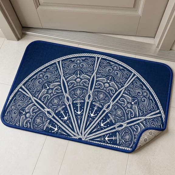 XaaKee Welcome Mat, Rope Twist Semicircle Symmetrical Ornament Outdoor Doormat, Non-Slip Rubber Backing Doormat Outdoor Entrance, Garage Entryway Use, 20x31inch