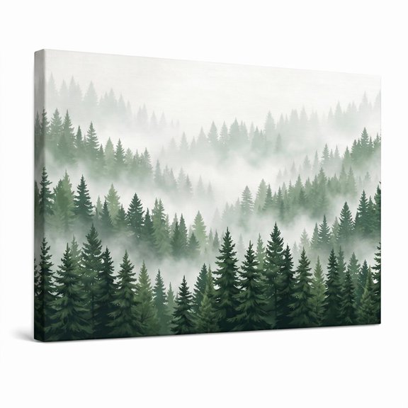 XaaKee Whispering Forest Canvas Wall Art Atmospheric Landscape Art Minimalist Pine Woods Nature Background Pattern Inner Framed 1812Inch