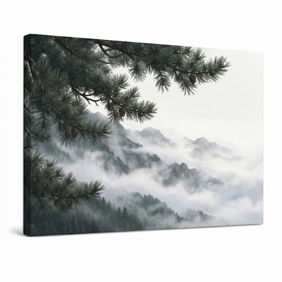 XaaKee Wilderness Canopy Wall Print Serene Forest Canopy Scandinavian Nature Style Atmospheric Landscape Art Inner Framed 1812Inch