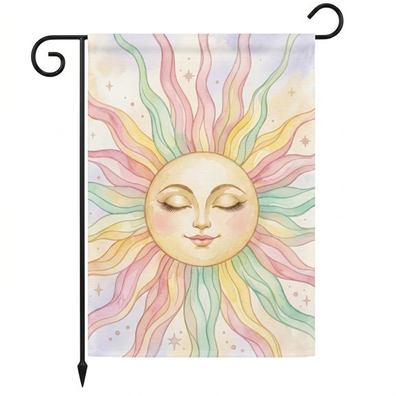 XaaKee Yard Flag, Bohemian Wallpaper Design Morning Light Spring Garden Flag, Double-Sided High-Quality White Linen Small Garden Flags For Porch, 12x18Inch