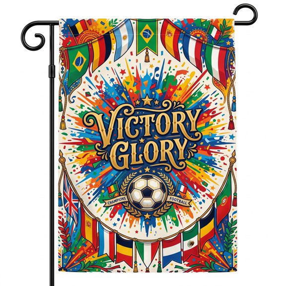 XaaKee Yard Flag, Victory Banner Glory Emblem, Double-sided High-Quality White Linen Summer Garden Flag, Garden Flag, 12x18Inch