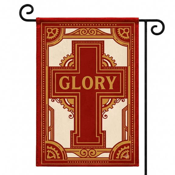 XaaKee, Yard Flags, Divine Glory Art Christian Cross Yard Flag, Double-Sided High-Quality White Linen Small Garden Flags, Outdoor Yard Decor, 12x18Inch