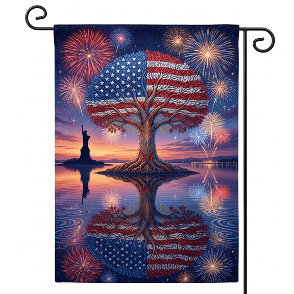 XaaKee Yard Flags, Fourth Of July Decorative Art Spring Garden Flag, Double-Sided High-Quality White Linen Garden Flags For Outside, 12x18Inch