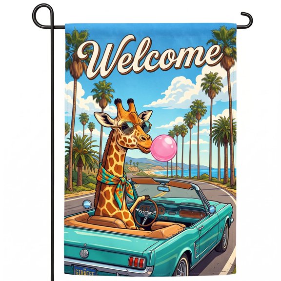 XaaKee Yard Flags, Vintage West Coast Cool Humorous Mural Pattern Yard Flag, Double-sided High-Quality White Linen Small Garden Flags, Outdoor Display, 12x18Inch