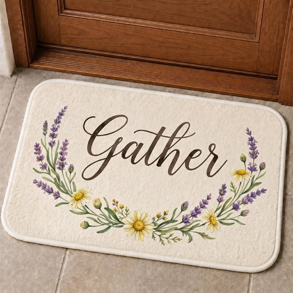 XaaKee welcome mat Gather Floral Wreath outdoor doormat Non-Slip Rubber Backing front door mat for deck and entrance 20x31inch[cite: 1]