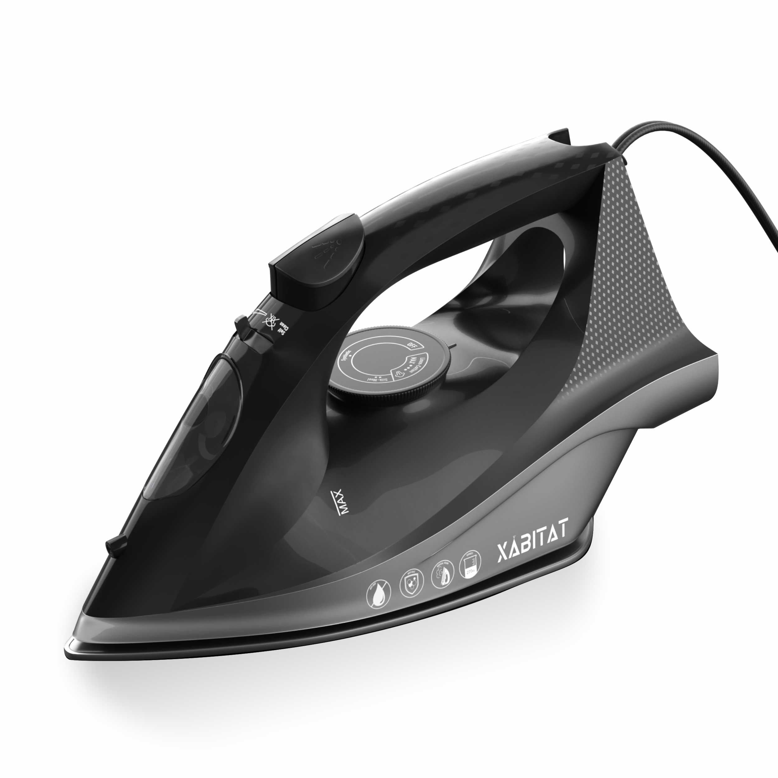 Xabitat Black Ceramic Soleplate Professional Steam Iron with Adjustable Vertical Steam