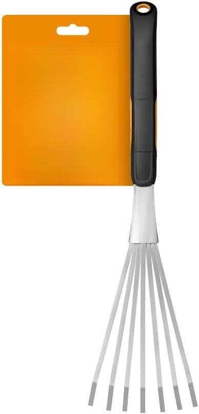 Xact Hand Rake, Heavy Duty Gardening Hand Tool with Ergonomic Handle and Hanging Hole for Storage, Stainless Steel Head and Tines, Perfect for Maintaining a Raised Garden Bed