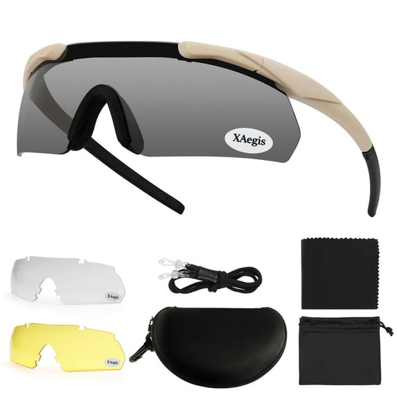 Xaegistac Tactical Shooting Glasses with 3 Interchangeable Lens High Impact Eye Protection