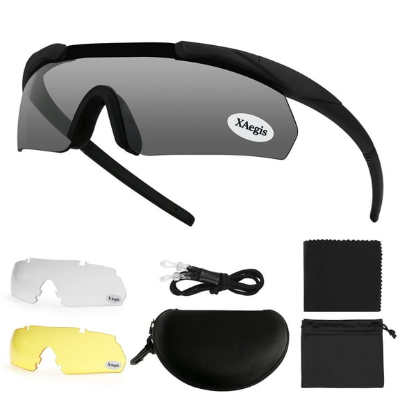Xaegistac Tactical Shooting Glasses with 3 Interchangeable Lens High Impact Eye Protection