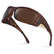 Oversized Wrap Around Sport Polarized Sunglasses for Men Driving Fishing Golf TR90 Frame Sun Glasses