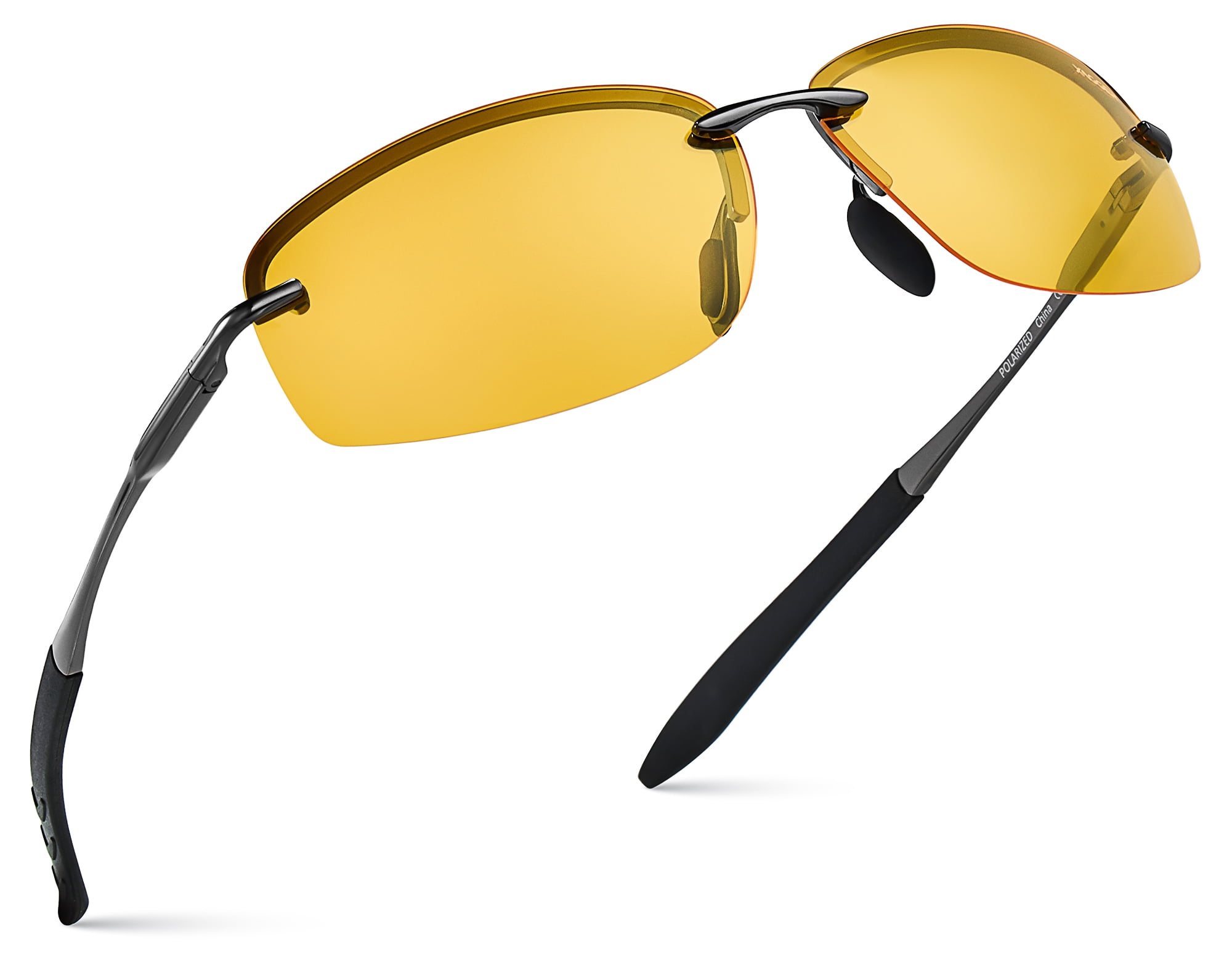 Semi-Rimless Polarized Sunglasses for Men Women Driving Fishing Hiking 100% UV  Protection Faux Wood Print Frame - CA192RS0KLZ