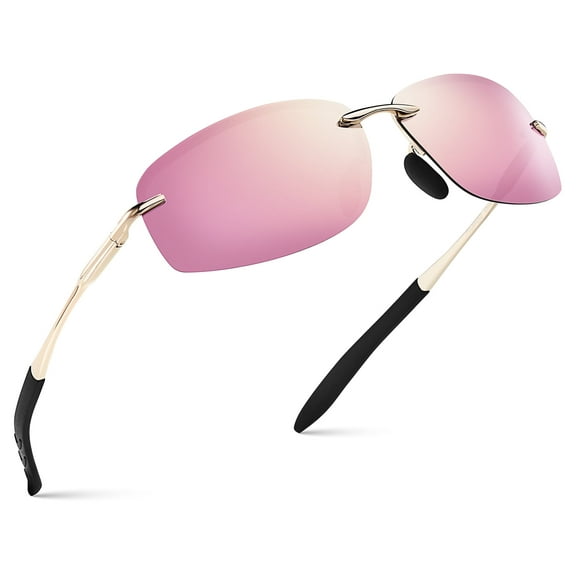 Xagger Polarized Rimless Driving Sunglasses for Men Metal Frame Anti-Glare UV400 Protection Sun Glasses