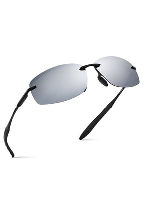 Polarized Rimless Driving Sunglasses for Men Metal Frame Anti-Glare UV400 Protection Sun Glasses