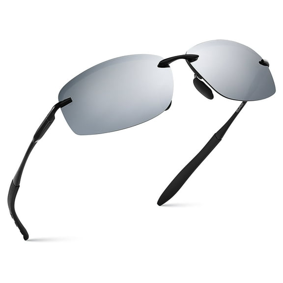 Xagger Polarized Rimless Driving Sunglasses for Men Metal Frame Anti-Glare UV400 Protection Sun Glasses