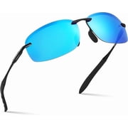 Polarized Rimless Driving Sunglasses for Men Metal Frame Anti-Glare UV400 Protection Sun Glasses