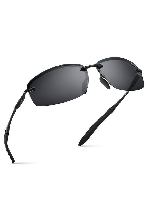 Polarized Rimless Driving Sunglasses for Men Metal Frame Anti-Glare UV400 Protection Sun Glasses