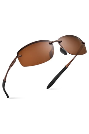 Polarized Rimless Driving Sunglasses for Men Metal Frame Anti-Glare UV400 Protection Sun Glasses