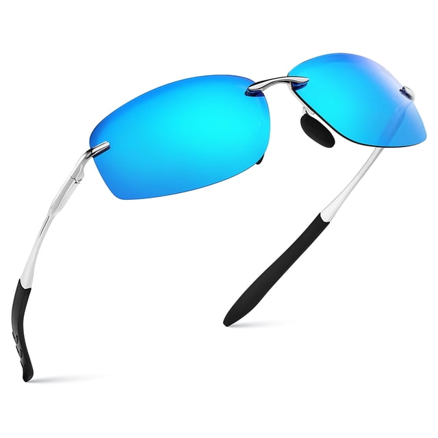 Xagger Polarized Rimless Driving Sunglasses for Men Metal Frame Anti-Glare UV400 Protection Sun Glasses