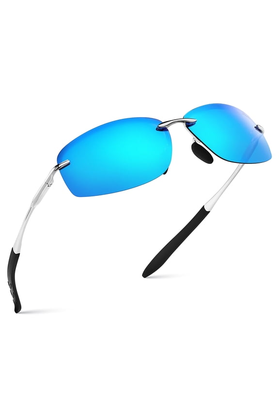 Polarized Rimless Driving Sunglasses for Men Metal Frame Anti-Glare UV400 Protection Sun Glasses