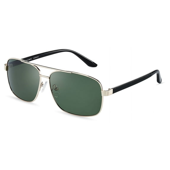 Xagger Polarized Square Aviator Sunglasses for Men Classic Driving Fishing Golf Metal Frame UV400 Sun Glasses