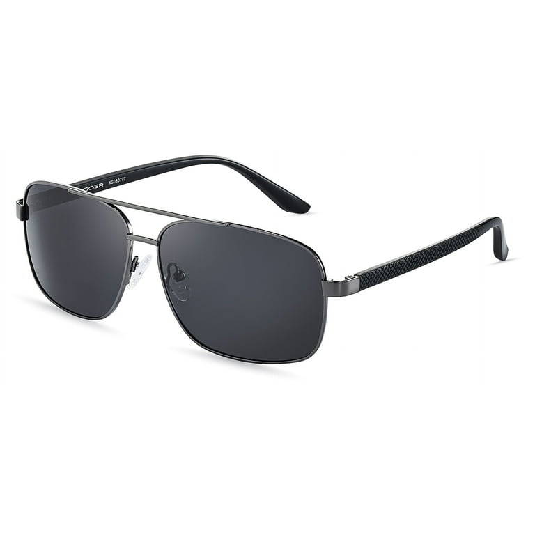 Polarized Square Aviator Sunglasses for Men Solarized Square Aviator Matte Black Male Aviator Sunglasses  main image 4