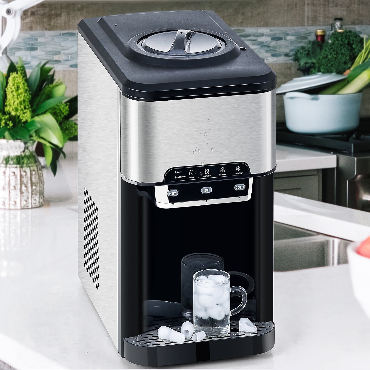 Xahpower 3 In 1 Water Dispenser with BuiltIn Ice Maker Countertop for