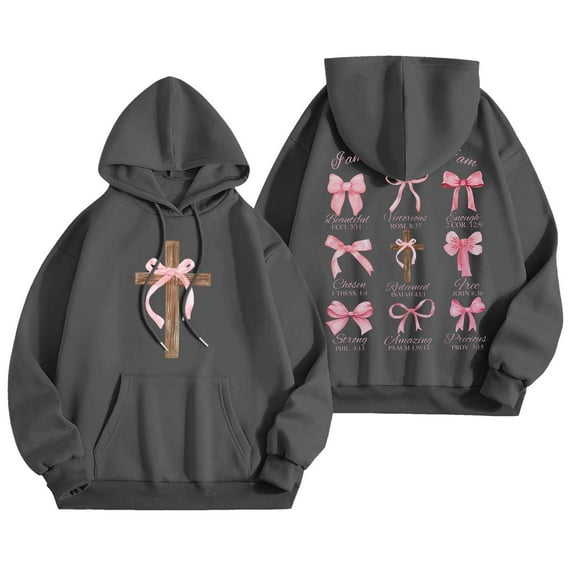 Xaionu Women'S Hoodies Long Sleeve Word Graphic Hoodie Sweatshirts Oversized Preppy Hoodie Sweatshirt With Pockets