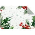 thumbnail image 1 of Xams Holly Twigs with Red Berries Green Fir Trees Snow Background Small Area Rug, Non-Slip Door Mat Indoor Floor Mat, Washable Kitchen Rug Entrance DMat for Bedroom Living Room, 1 of 7
