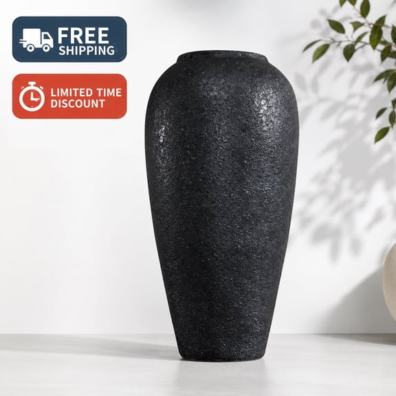 Xanthippe Handmade Ceramic Floor Vase, 13.39" Tall Granular Texture Vase with Mottled Glaze, Rustic Industrial Decor for Living Room, Entryway, Home Decor