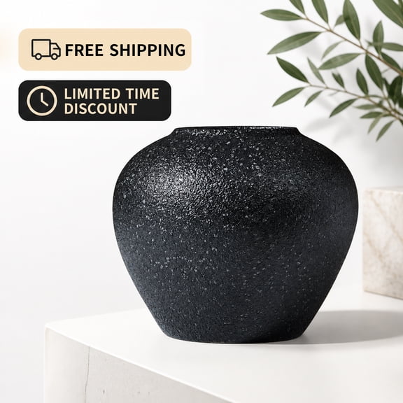 Xanthippe Handmade Ceramic Table Vase, Granular Texture & Matte Finish Ceramic Vase with Mottled Glaze, Simple Natural Texture & Minimalist Style Decor Piece