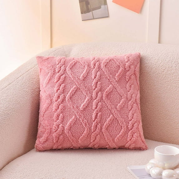 Xaoshaoyi Plush Pillows Case Sofa Pillow Cover Home High Quality Solid Decor Boutique Throw Pillows Cover for Living Room Bedroom or Outdoor, Pink, 15.7" x 15.7"
