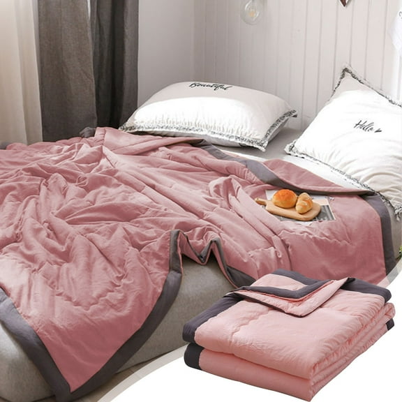Xaoshaoyi Summer Cool Quilt Blanket Boho Black Leaf Bedding Comforters Soft Summer Sleep Quilt Minimal Style Quilt Queen Blanket for Bed 39*55 In, Pink Red