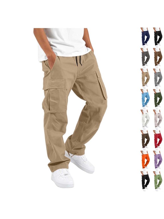 Boys Uniform Cargo Pants Cotton Baggy Chino Pants Joggers Teen Back to School Trousers Straight Leg Hiking Pants with Pockets Casual Sports for Kids