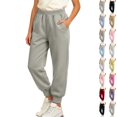 thumbnail image 1 of Xaqiouau Girls Fleece Lined Jogger Sweatpants Elastic Waist Casual Athletic Pants with Pockets Soft Warm Cuffed Pull On Pants Girls Clothes, 1 of 9