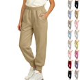 thumbnail image 1 of Xaqiouau Girls Fleece Lined Jogger Sweatpants Elastic Waist Casual Athletic Pants with Pockets Soft Warm Cuffed Pull On Pants Girls Clothes, 1 of 7